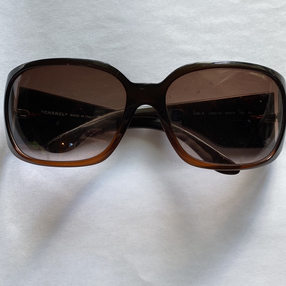 Authentic CHANEL CC Crystal Quilted Brown Sunglasses Oversized Vintage - Picture 5 of 9